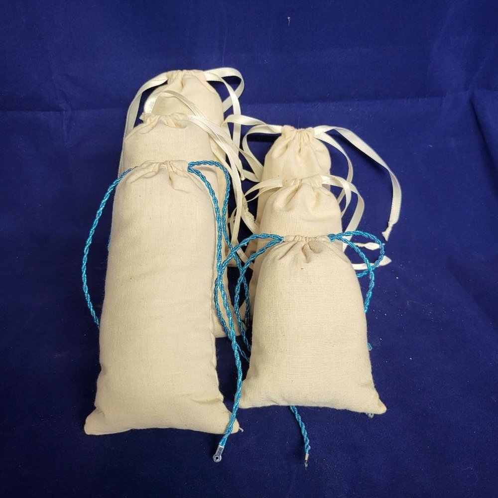 Lot of 6 Natural Muslin Fabric Cedar Sachet Drawsting Bags 1-2+ oz ea